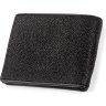 Чорне портмоне компактного розміру з натуральної шкіри морського ската STINGRAY LEATHER (024-18063) - 2