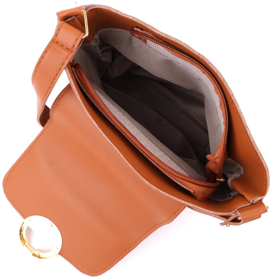 Повседневная летняя женская сумка из качественного текстиля через плечо Vintage коричневого цвета 96937 modnotak фото №4