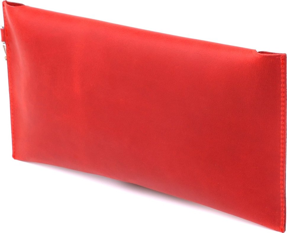 Женская винтажная кожаная косметичка красного цвета на кнопках Shvigel (2416427)