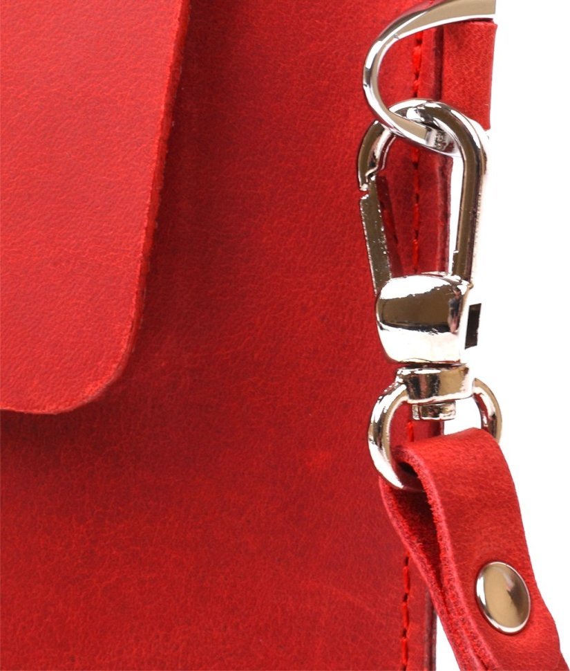 Жіноча vintage шкіряна косметичка червоного кольору на кнопках Shvigel (2416427)