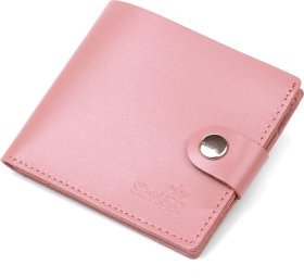 Горизонтальний жіночий гаманець із натуральної рожевої шкіри із застібкою на кнопку Shvigel (2416467)