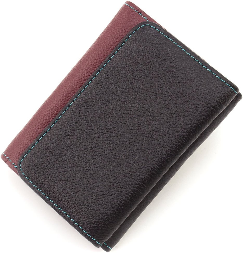 Різнобарвний жіночий гаманець із натуральної шкіри компактного розміру ST Leather 1767237