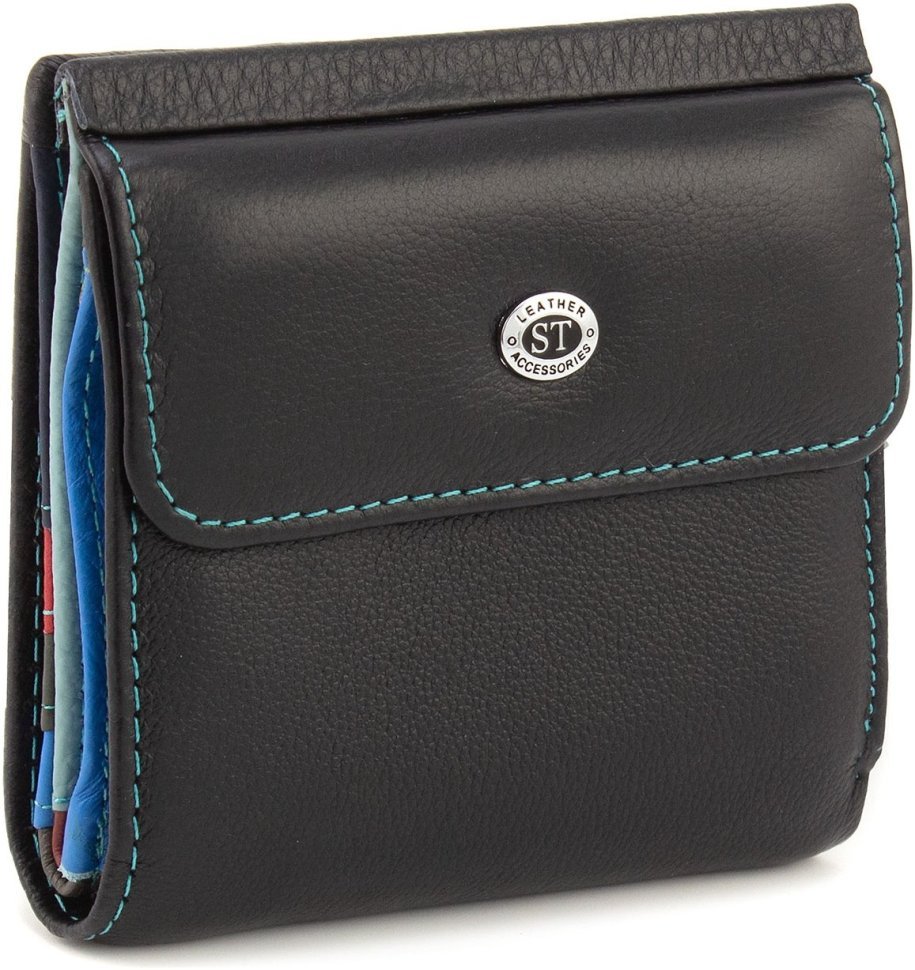 Черный женский кошелек из натуральной кожи на магните ST Leather 1767337