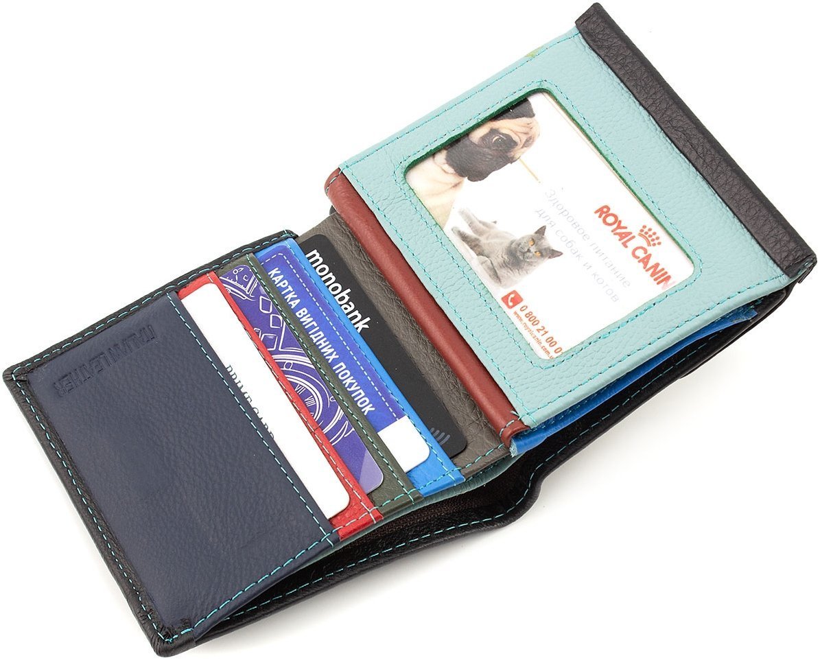 Черный женский кошелек из натуральной кожи на магните ST Leather 1767337