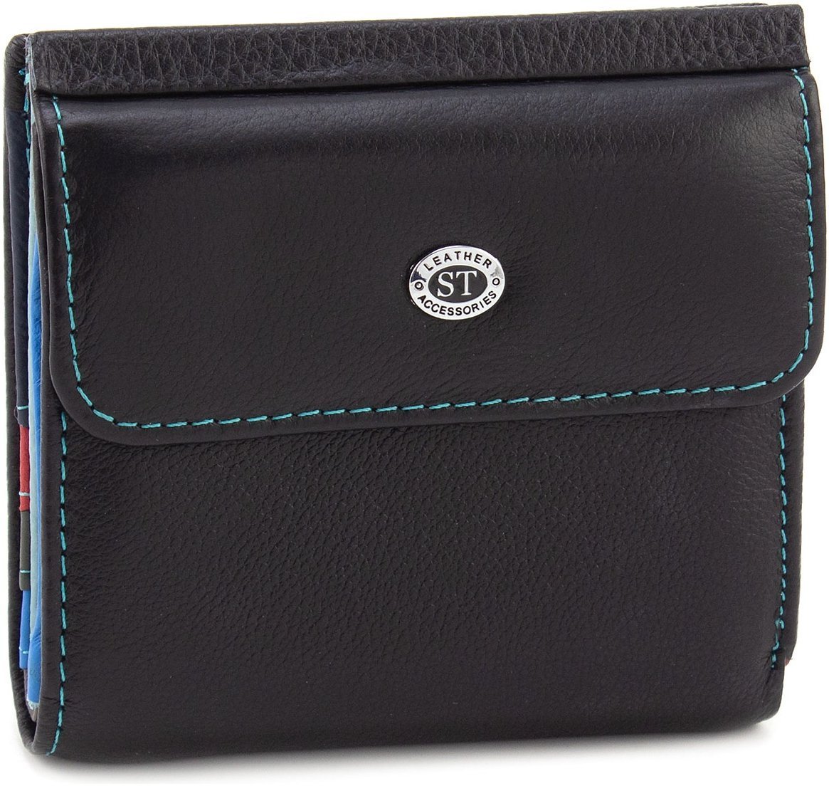 Черный женский кошелек из натуральной кожи на магните ST Leather 1767337