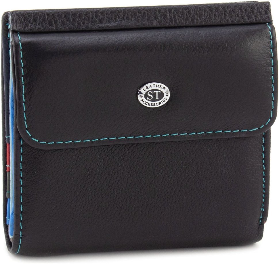 Черный женский кошелек из натуральной кожи на магните ST Leather 1767337