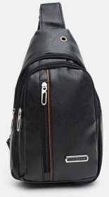 Черная мужская сумка из кожзаменителя с лямкой через плечо Monsen (22108)