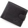 Чоловічий портмоне із фактурної натуральної шкіри чорного кольору на кнопці ST Leather 1767437