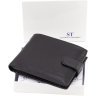 Чоловічий портмоне із фактурної натуральної шкіри чорного кольору на кнопці ST Leather 1767437 - 8