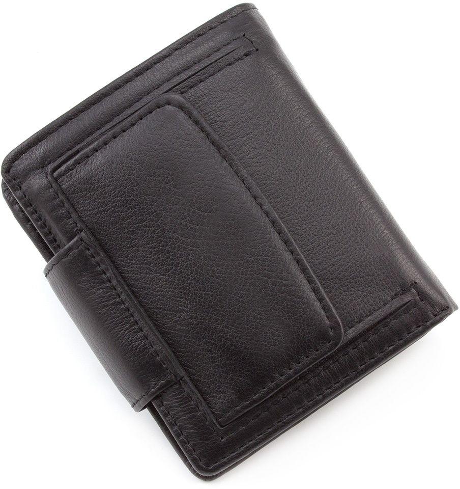 Чорний маленький гаманець з фіксацією на кнопку ST Leather (16380)