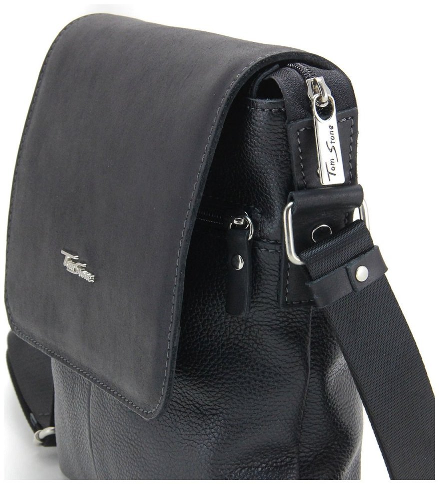 Мужская кожаная сумка-планшет из натуральной кожи с откидным клапаном Tom Stone 77737