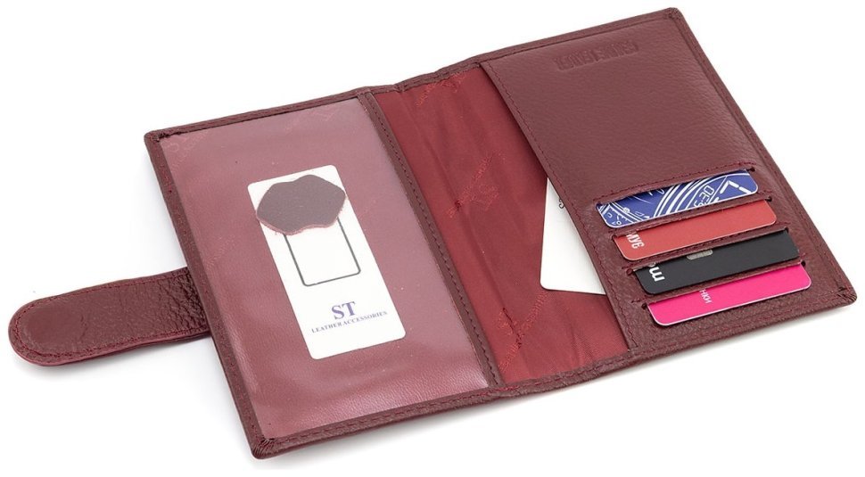 Кожаная женская обложка для паспорта и карточек ST Leather 97737 цвет марсала фото №5 Кожаная женская обложка для паспорта и карточек ST Leather 97737 цвет марсала modnotak фото №5