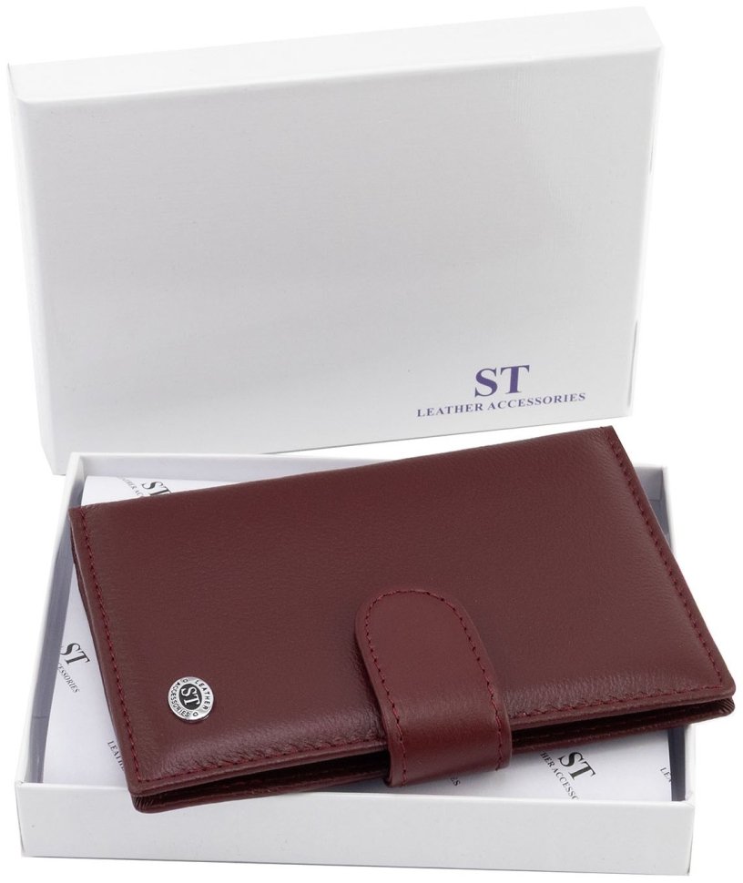 Кожаная женская обложка для паспорта и карточек ST Leather 97737 цвет марсала фото №6 Кожаная женская обложка для паспорта и карточек ST Leather 97737 цвет марсала modnotak фото №6