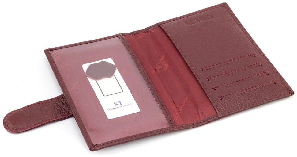 Кожаная женская обложка для паспорта и карточек ST Leather 97737 цвет марсала фото №4 Кожаная женская обложка для паспорта и карточек ST Leather 97737 цвет марсала modnotak фото №4