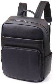 Міський якісний чоловічий рюкзак із фактурної шкіри чорного кольору для ноутбука до 15" Vintage 97837