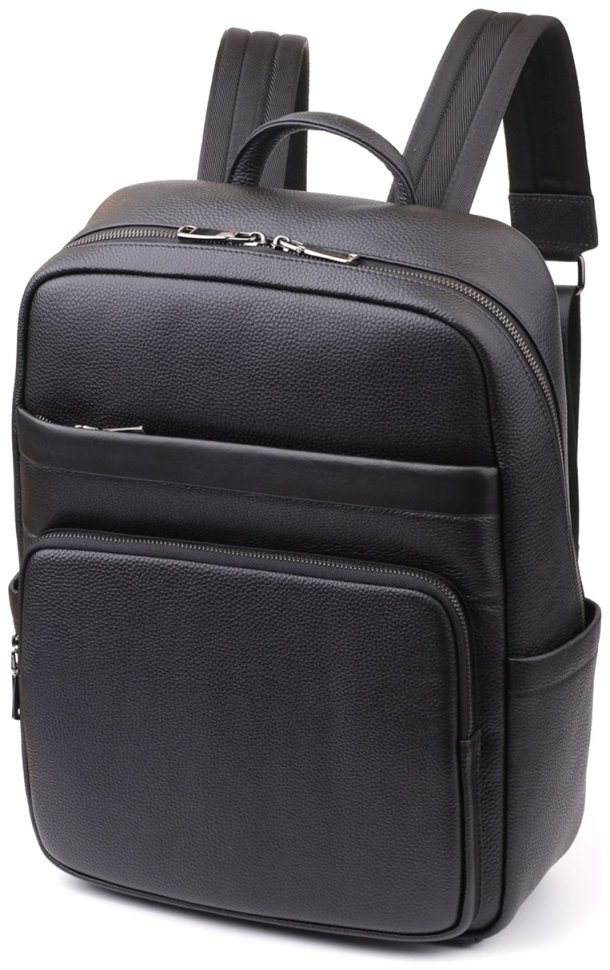 Городской качественный мужской рюкзак из фактурной кожи черного цвета для ноутбука до 15" Vintage 97837 фото №1 Городской качественный мужской рюкзак из фактурной кожи черного цвета для ноутбука до 15" Vintage 97837 modnotak фото №1