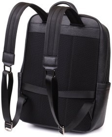 Міський якісний чоловічий рюкзак із фактурної шкіри чорного кольору для ноутбука до 15" Vintage 97837