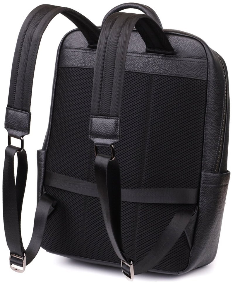 Городской качественный мужской рюкзак из фактурной кожи черного цвета для ноутбука до 15" Vintage 97837 фото №2 Городской качественный мужской рюкзак из фактурной кожи черного цвета для ноутбука до 15" Vintage 97837 modnotak фото №2