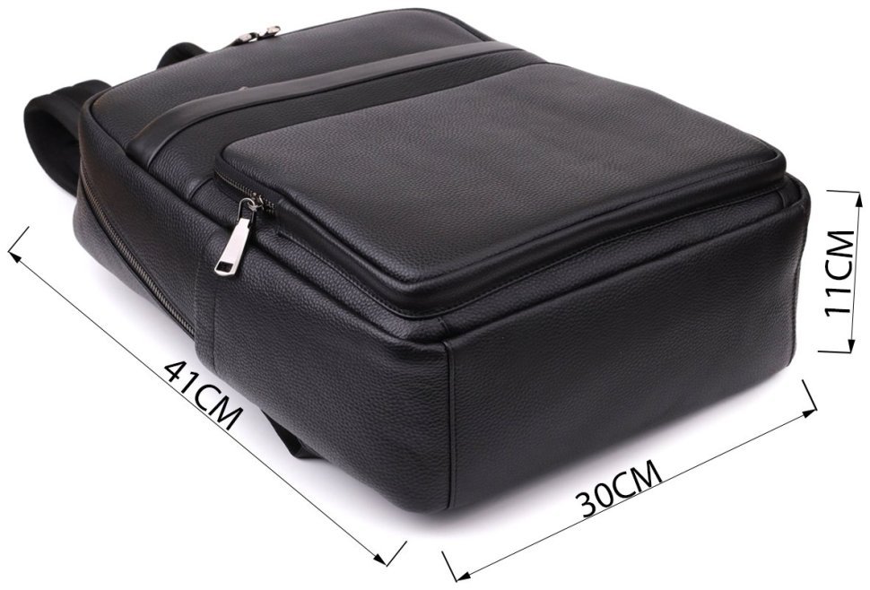 Городской качественный мужской рюкзак из фактурной кожи черного цвета для ноутбука до 15" Vintage 97837 фото №3 Городской качественный мужской рюкзак из фактурной кожи черного цвета для ноутбука до 15" Vintage 97837 modnotak фото №3