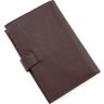 Вместительное мужское портмоне из темно-коричневой кожи с разворотом для паспорта KARYA (21758) - 3