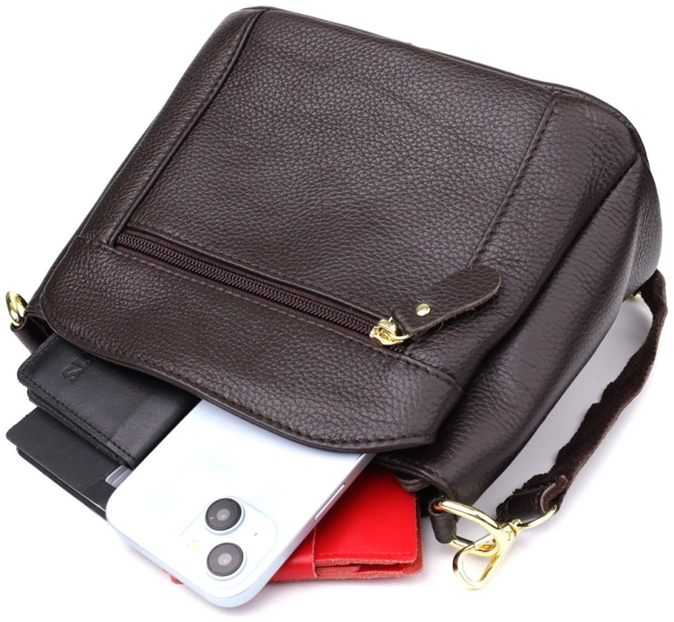 Міська жіноча сумка з натуральної шкіри з плечовим ременем Vintage 98137 коричневого кольору фото №9 Міська жіноча сумка з натуральної шкіри з плечовим ременем Vintage 98137 коричневого кольору modnotak фото №9