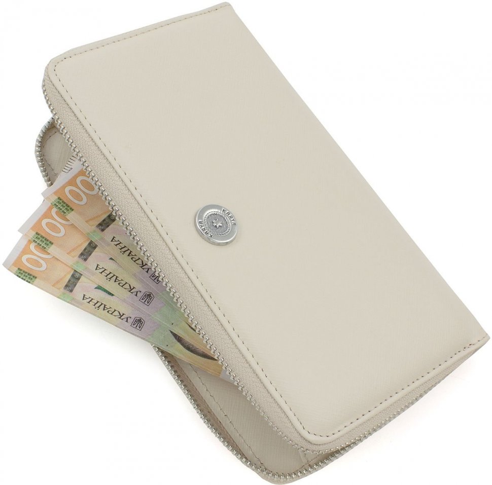 Світло-бежевий великий гаманець з якісної шкіри KARYA (1072-025)