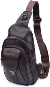 Коричневая мужская сумка-слинг через плечо из натуральной кожи Vintage 2421306