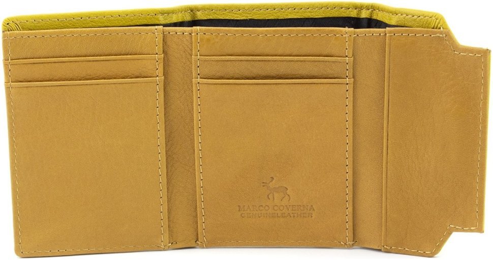 Маленький жіночий гаманець жовтого кольору з натуральної шкіри Marco Coverna 68637