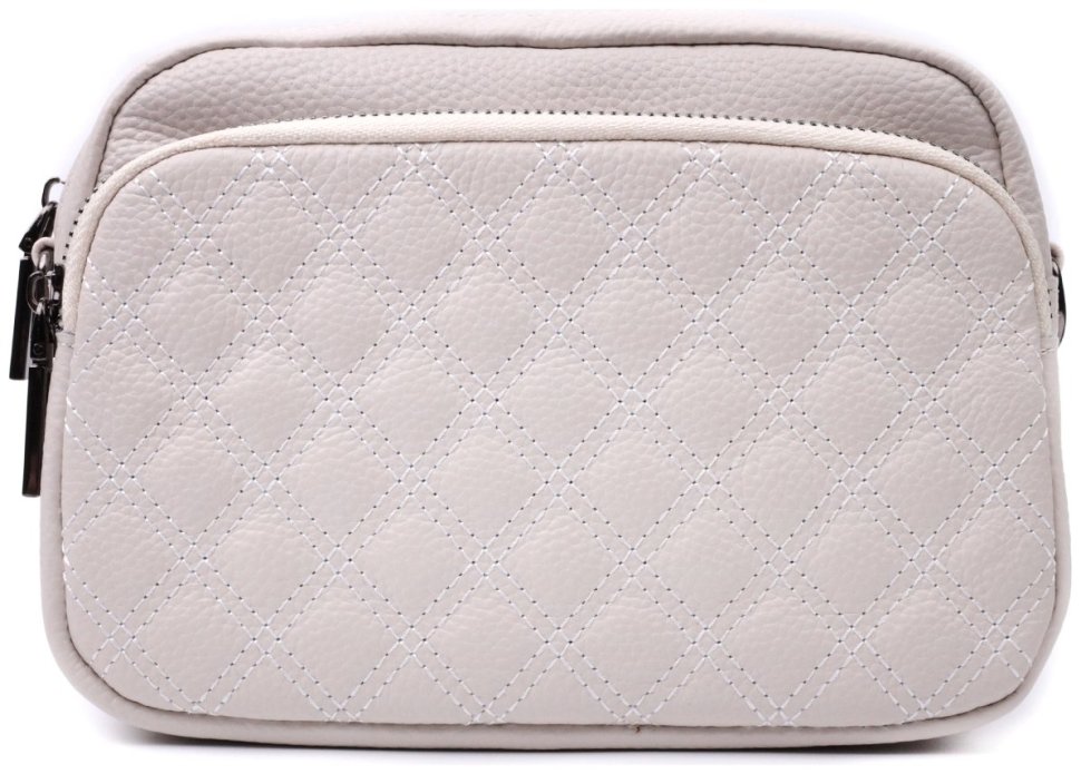 Женская кожаная сумка с ромбовидной прострочкой Vintage 2422633 Белая modnotak фото №5