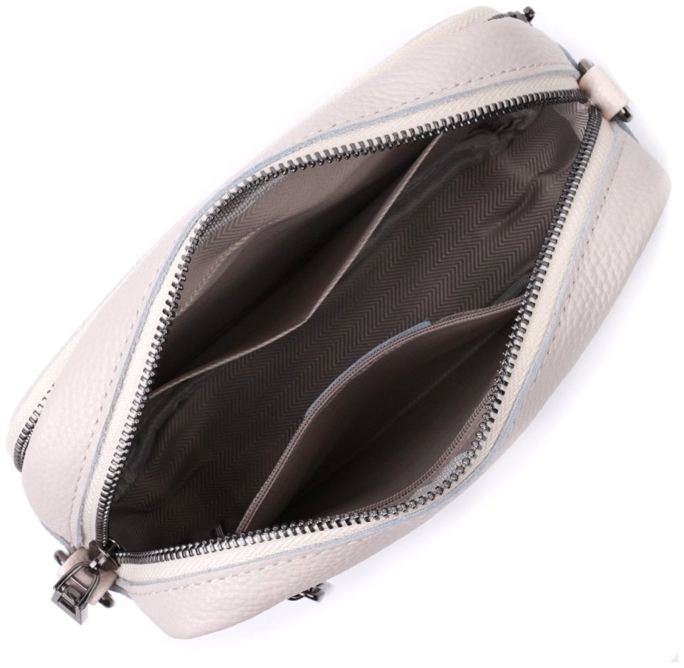 Женская кожаная сумка с ромбовидной прострочкой Vintage 2422633 Белая modnotak фото №9