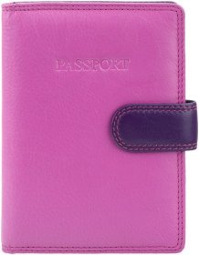 Рожево-фіолетова обкладинка для паспорта з натуральної шкіри на кнопці Visconti Sumba 68837