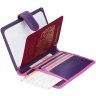 Рожево-фіолетова обкладинка для паспорта з натуральної шкіри на кнопці Visconti Sumba 68837 - 2