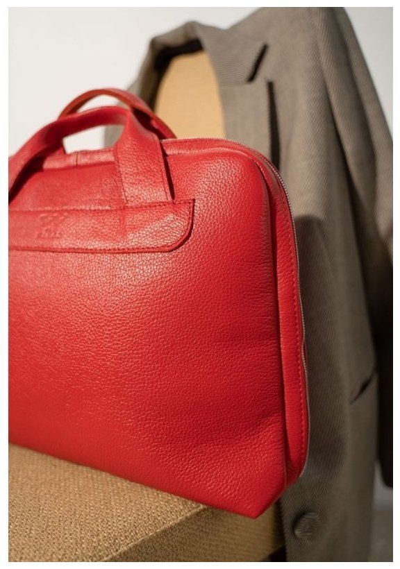 Женская кожаная деловая сумка красного цвета BlankNote Attache Briefcase 78937