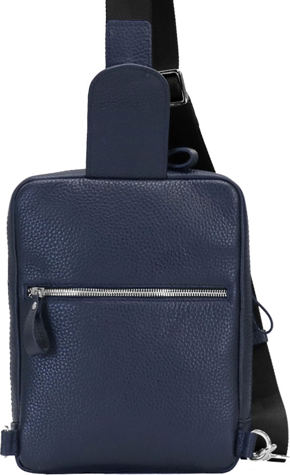Чоловіча сумка-слінг з натуральної шкіри темно-синього кольору Issa Hara (27101)