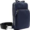 Мужская сумка-слинг из натуральной кожи темно-синего цвета Issa Hara (27101) - 3