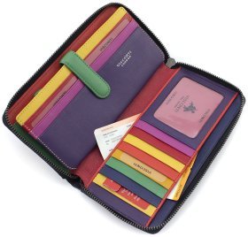 Женский мультицветной кошелек из натуральной кожи с сердечками и RFID-защитой Visconti 69137