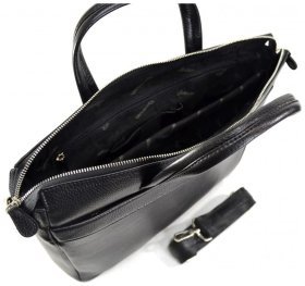 Чоловіча ділова сумка з чорної шкіри під ноутбук та документи Desisan 80138