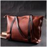 Велика коричнева жіноча сумка з натуральної шкіри з довгими ручками Vintage 2422301 - 7