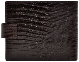 Коричневое мужское портмоне из натуральной кожи под рептилию с монетницей Desisan 80438