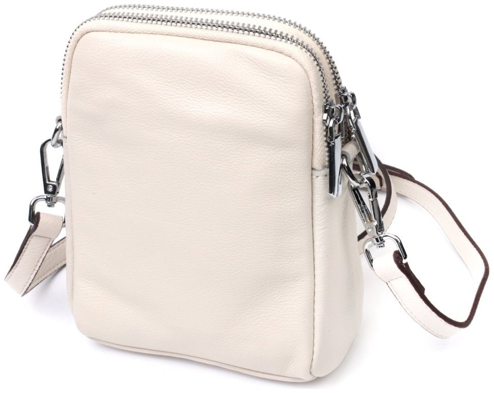 Вертикальна жіноча сумочка на плече з натуральної шкіри молочного кольору Vintage 2422401
