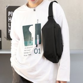 Стильная текстильная сумка бананка черного цвета Confident 90738