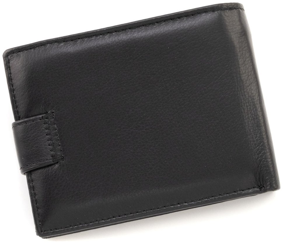 Мужское кожаное портмоне с дополнительным внутренним блоком на кнопке ST Leather 90838 черного цвета modnotak фото №3