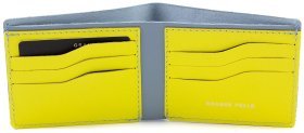 Жовто-блакитне портмоне з гладкої шкіри з написом З Україною в серці - Grande Pelle (13127)