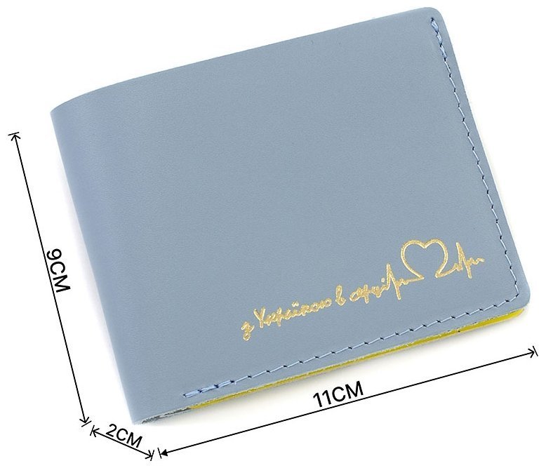 Жовто-блакитне портмоне з гладкої шкіри з написом З Україною в серці - Grande Pelle (13127) modnotak фото №3