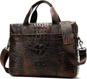 Кожаная сумка для ноутбука с тиснением под крокодила VINTAGE STYLE (14719)