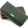Зеленого кольору шкіряний гаманець на дві блискавки - Karya (17324) - 1