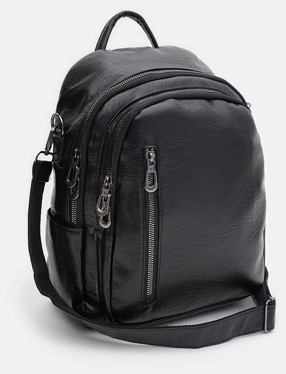 Черный женский рюкзак-сумка из экокожи на молнии Monsen 71838