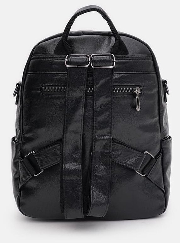 Чорний жіночий рюкзак-сумка з екошкіри на блискавці Monsen 71838
