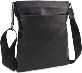 Шкіряна чоловіча наплечная сумка чорного кольору Leather Collection (10080)