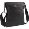Кожаная мужская наплечная сумка черного цвета Leather Collection (10080) - 1